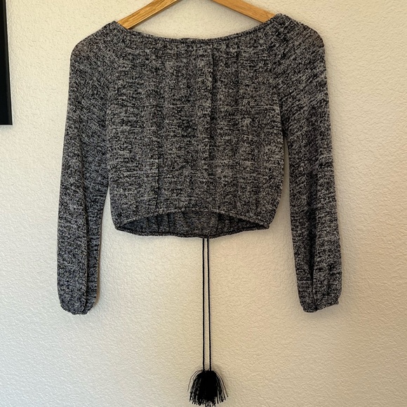 Charlotte Russe | Tassle Long-Sleeve Crop Top - Picture 5 of 6